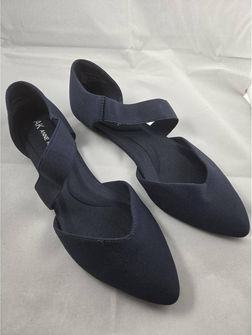 Anne Klein iFlex Navy Blue Pointed Toe Flats Elastic Strap Women’s 5.5 NWOB